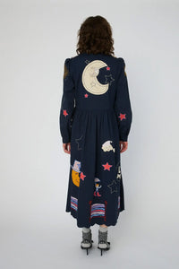 Stella Nova Navy Bead Embellished Midi Dress - The Mercantile London