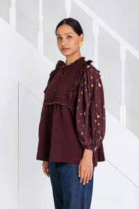 Bonté Rosa Chocolate Blouse - The Mercantile London