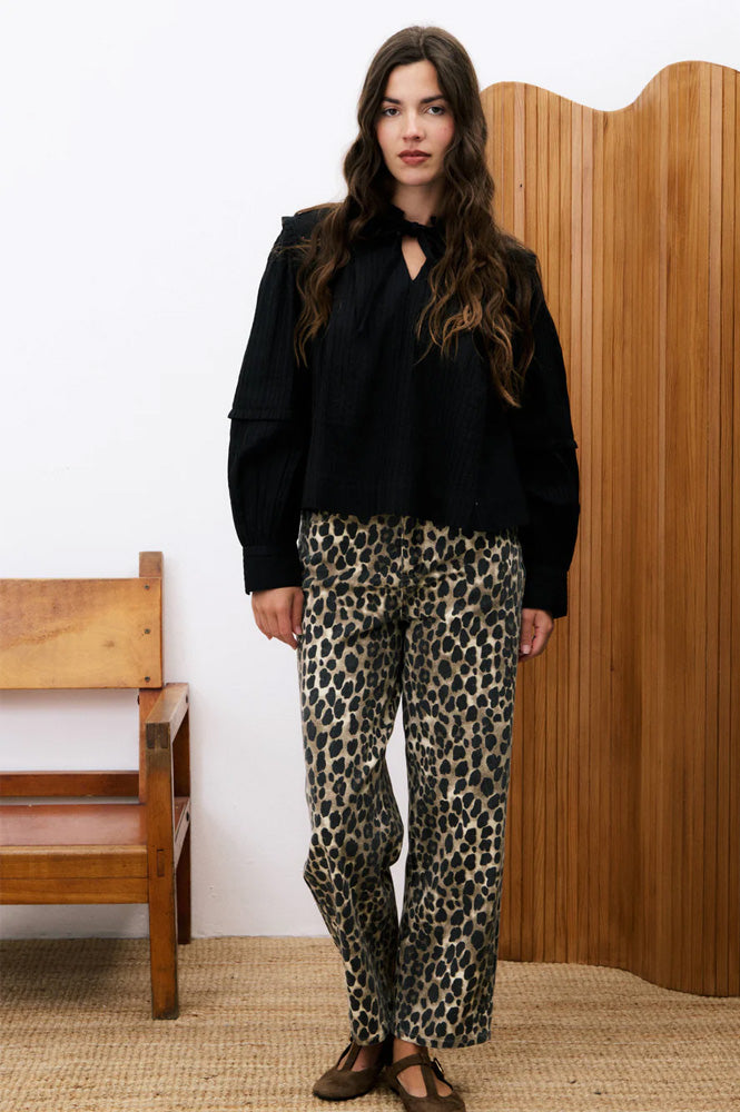 FRNCH Daffy Black Pleated Blouse - The Mercantile London