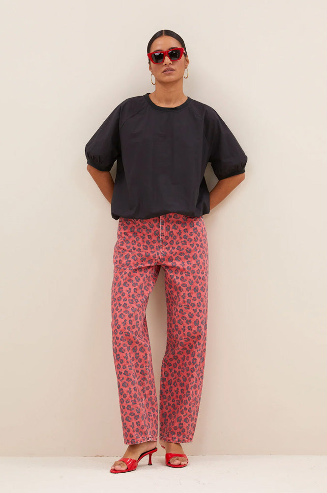 By-Bar Lew Red Cheetah Print Trousers - The Mercantile London