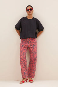 By-Bar Lew Red Cheetah Print Trousers - The Mercantile London