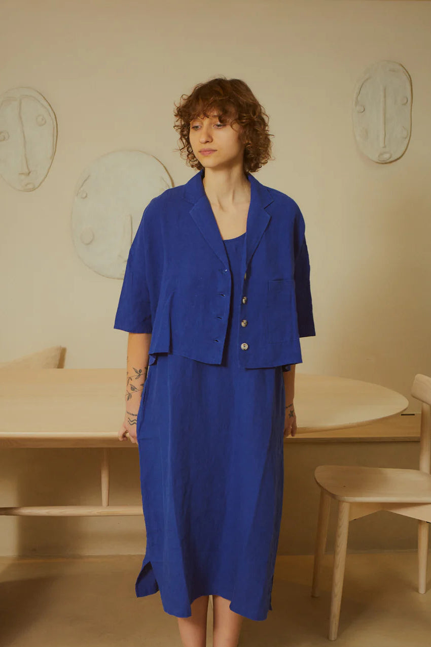 L.F. Markey Maxim Linen Cobalt Shirt - The Mercantile London
