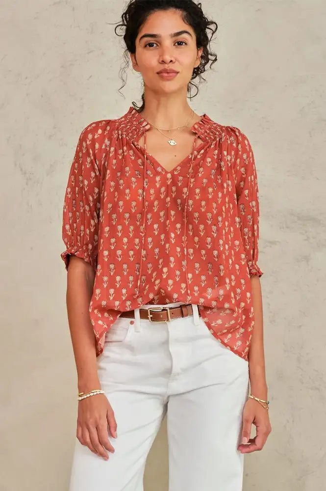 M.A.B.E Ari Rust Floral Blouse - The Mercantile London