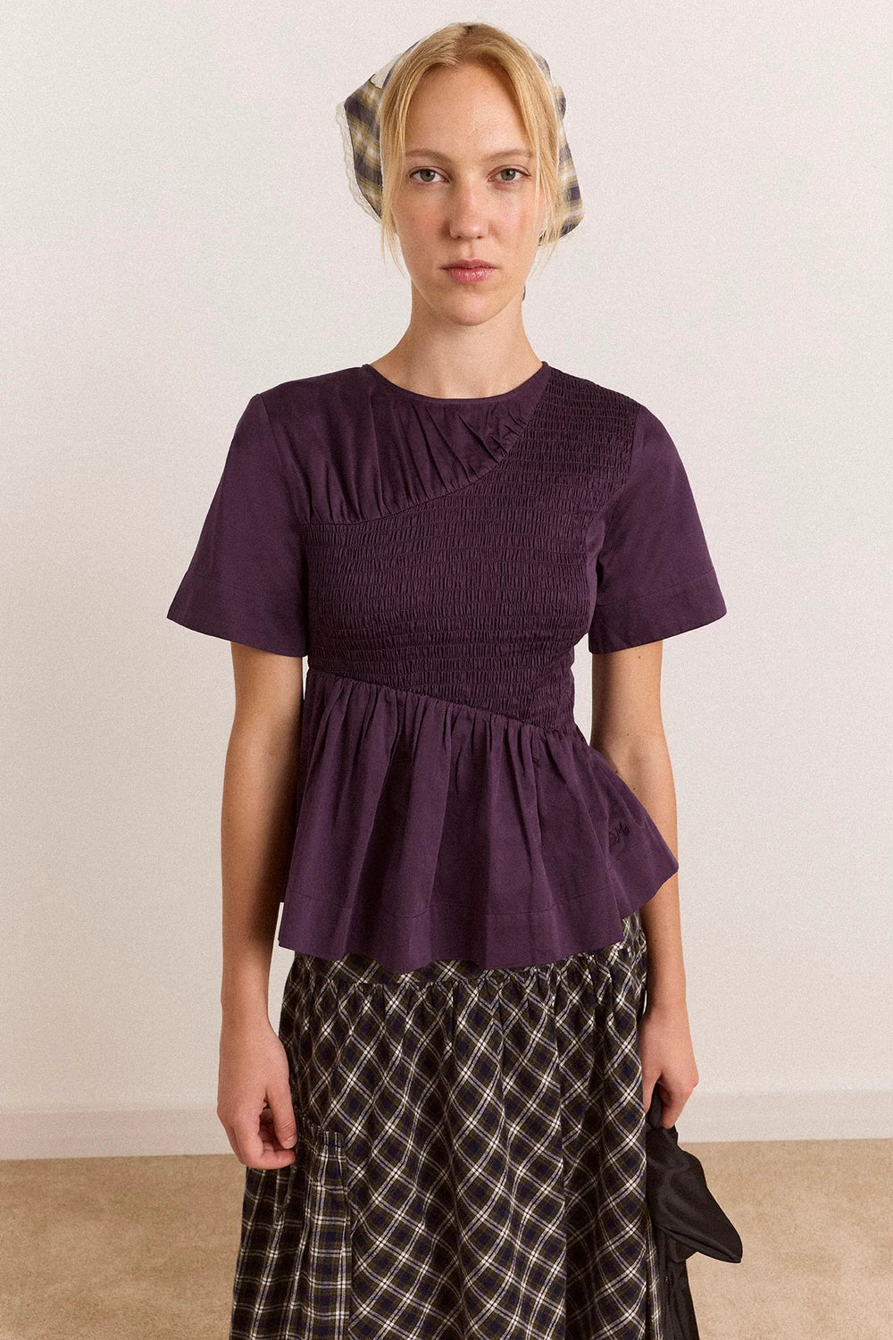 Damson Madder Emmy Plum Shirred Top