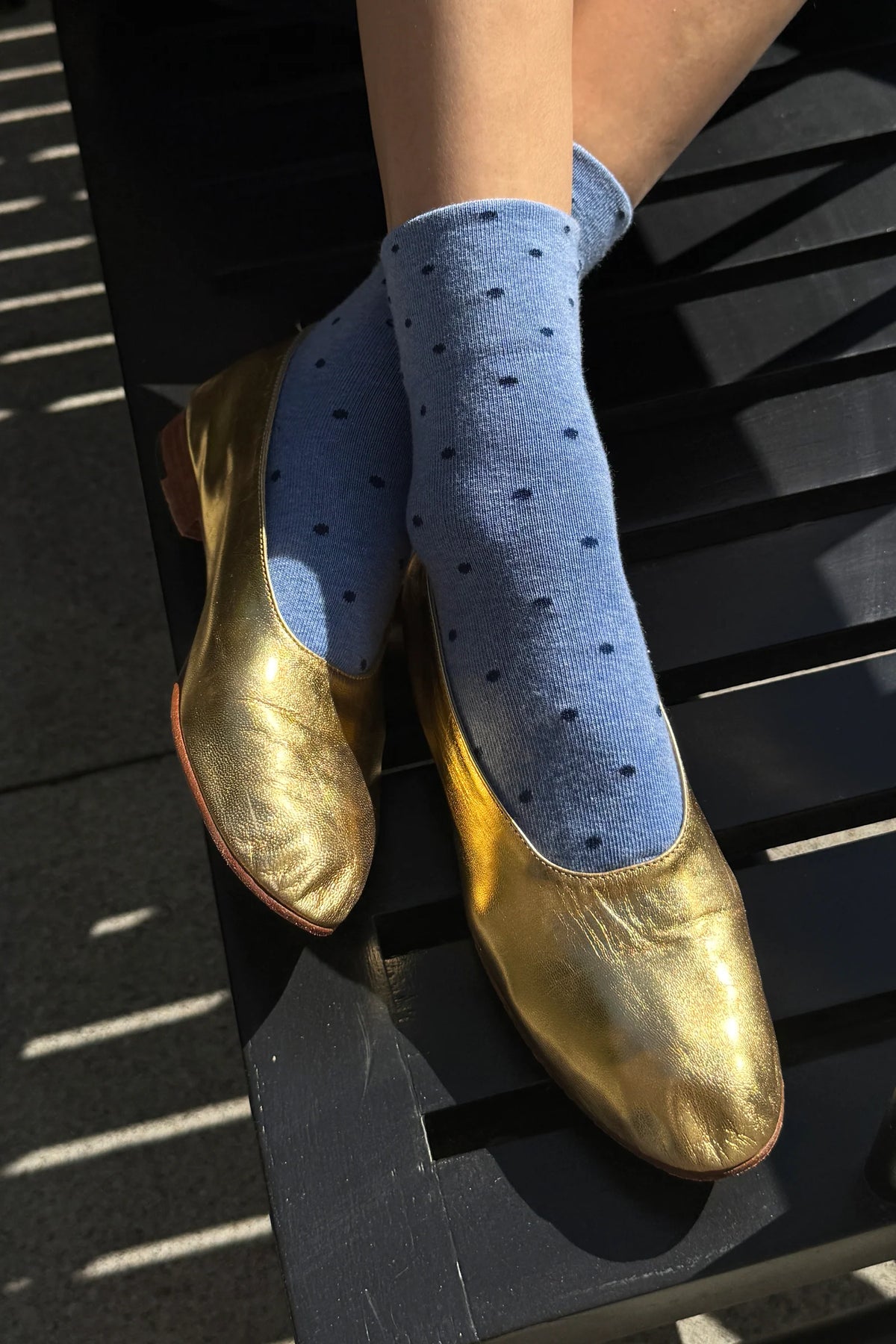 Le Bon Shoppe Patterned Blue & Navy Polka Dot Sneaker Socks