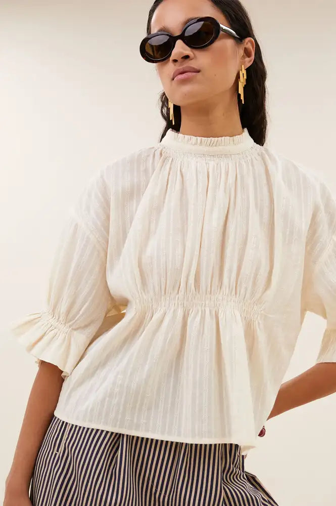 By-Bar Isabel Sand Dobby Blouse