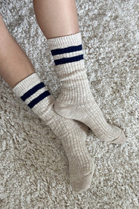 Le Bon Shoppe Varsity Oatmeal Cottage Socks - The Mercantile London