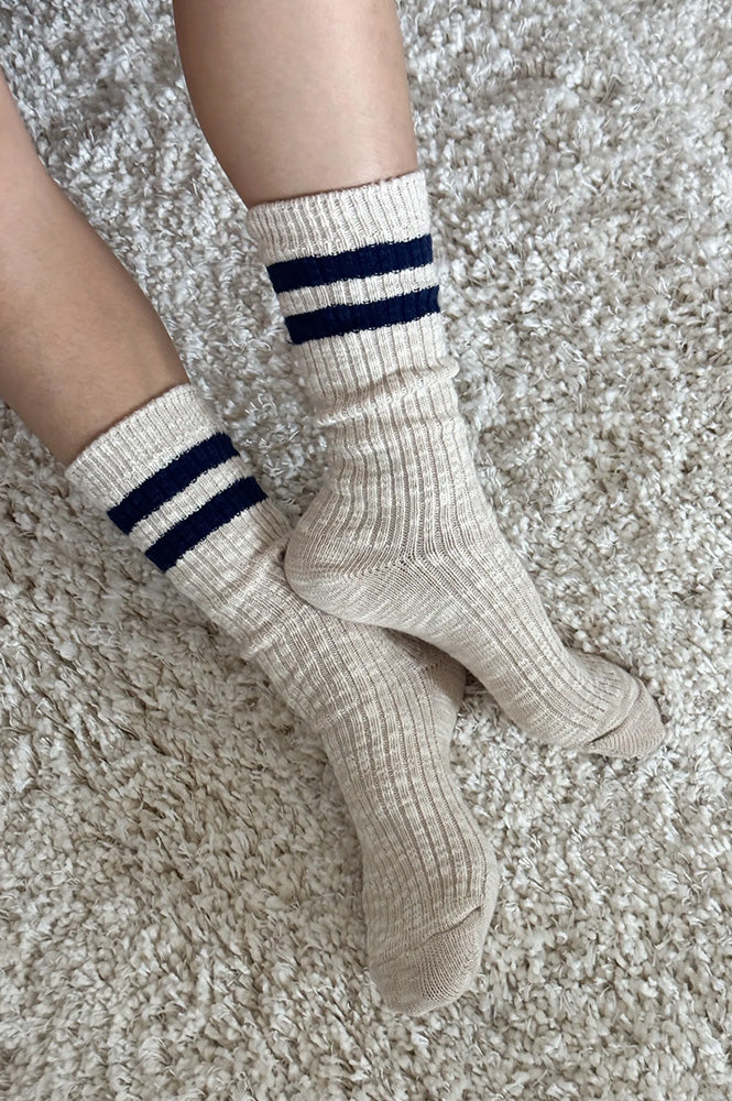 Le Bon Shoppe Varsity Oatmeal Cottage Socks - The Mercantile London