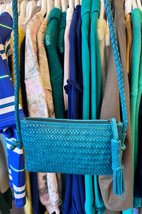 Biba Perkins Teal Braided Leather Cross Body Bag - The Mercantile London