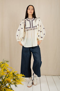 Bonté Rosa Ecru & Navy Blouse - The Mercantile London