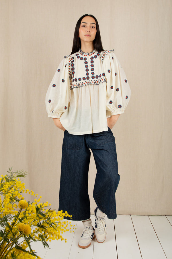 Bonté Rosa Ecru & Navy Blouse - The Mercantile London