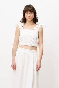 FRNCH Nahid White Bow Top - The Mercantile London