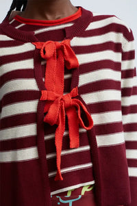 Dr Bloom Red Wine Stripe Cardigan - The Mercantile London