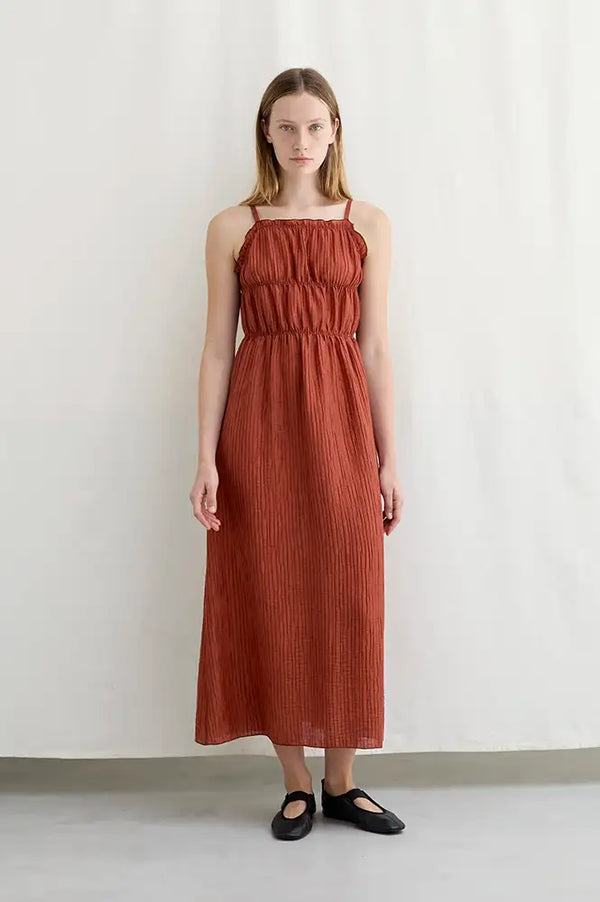Diarte Encina Wrinkle Brick Dress - The Mercantile London