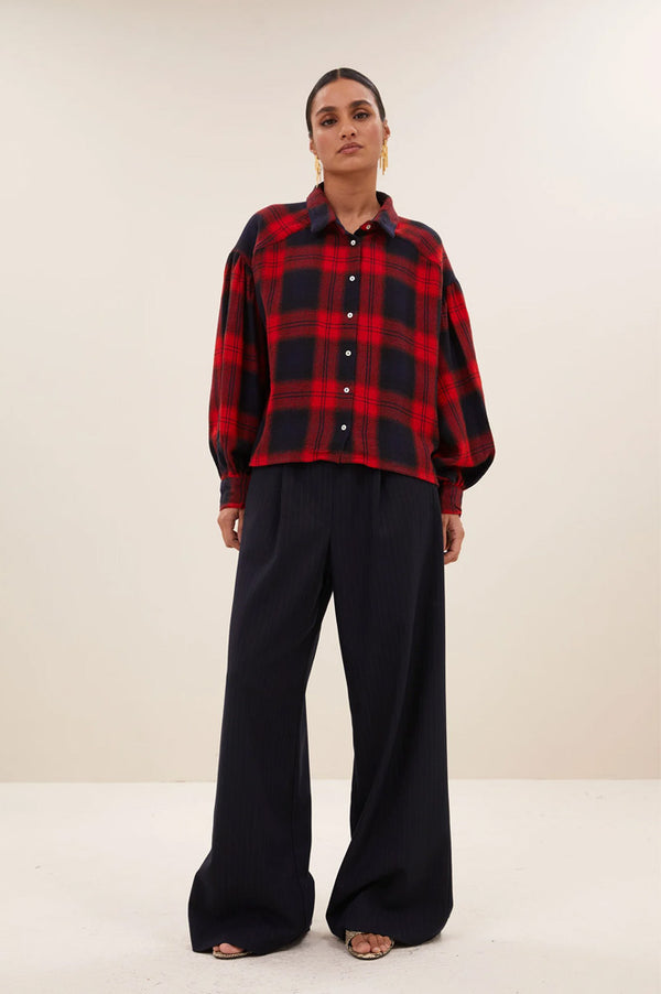 By-Bar Sarah Poppy Check Short Shirt - The Mercantile London