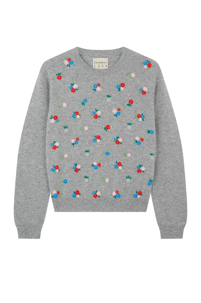 Jumper 1234 Grey Floral Embroidered Jumper