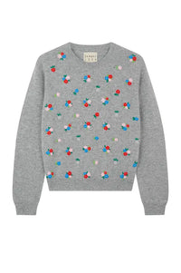 Jumper 1234 Grey Floral Embroidered Jumper