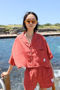 L.F. Markey Basic Paprika Linen Shorts