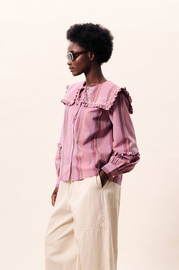 FRNCH Polaris Lilas Stripe Blouse - The Mercantile London