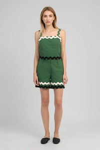 An'ge Ravine Green Ric Rac Shorts