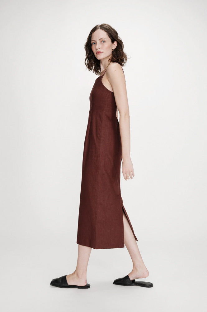 Grace & Mila Veranys Chocolate Linen Dress - The Mercantile London