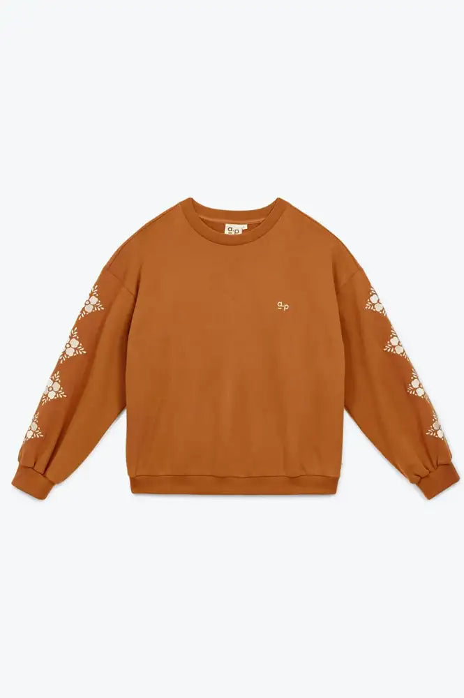 A.P Brown Floral Embroidered Sweatshirt - The Mercantile London