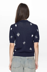 Numph Malitta Dark Sapphire Short-Sleeve Cardigan