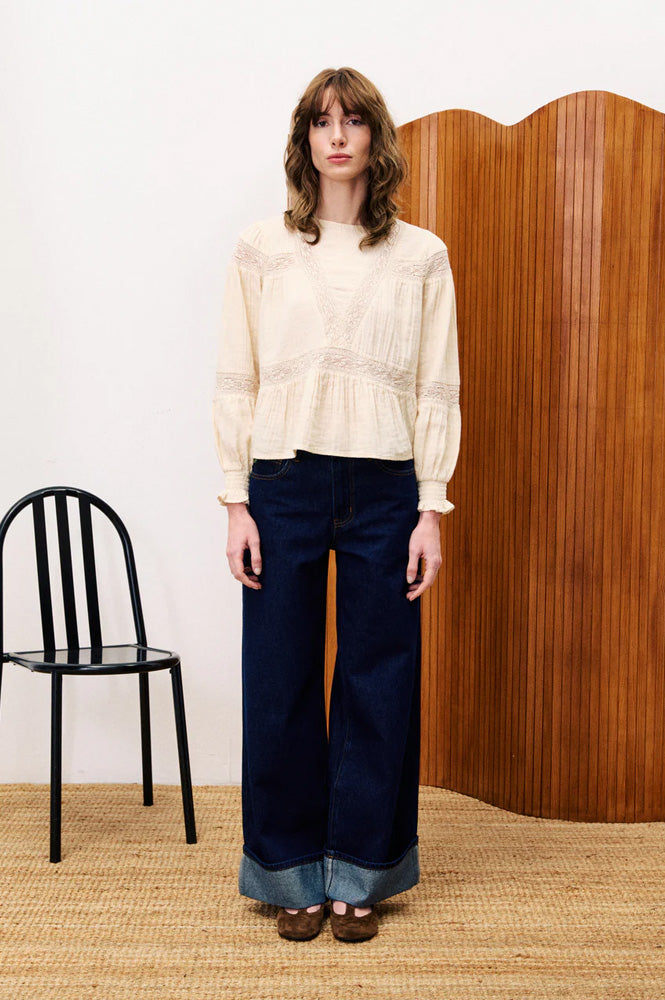 FRNCH Amber Cream Lace Blouse - The Mercantile London