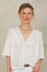 M.A.B.E Brea Ivory Frill Blouse