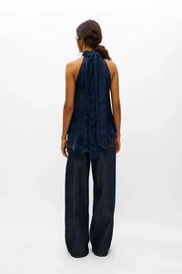 Object Luma Sky Captain Jacquard Halter Neck Top - The Mercantile London