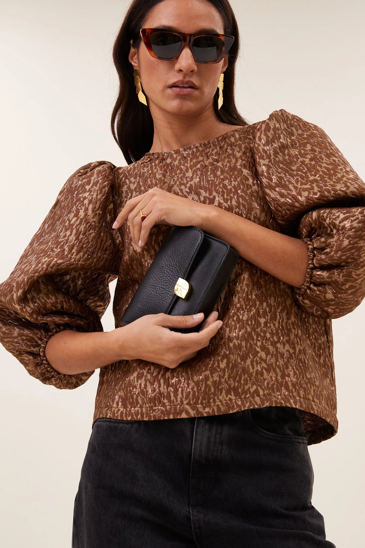 By-Bar Jet Copper Cheetah Sparkle Blouse