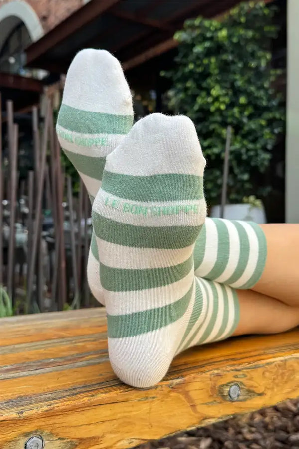 Le Bon Shoppe Wally Matcha Wide Stripe Socks