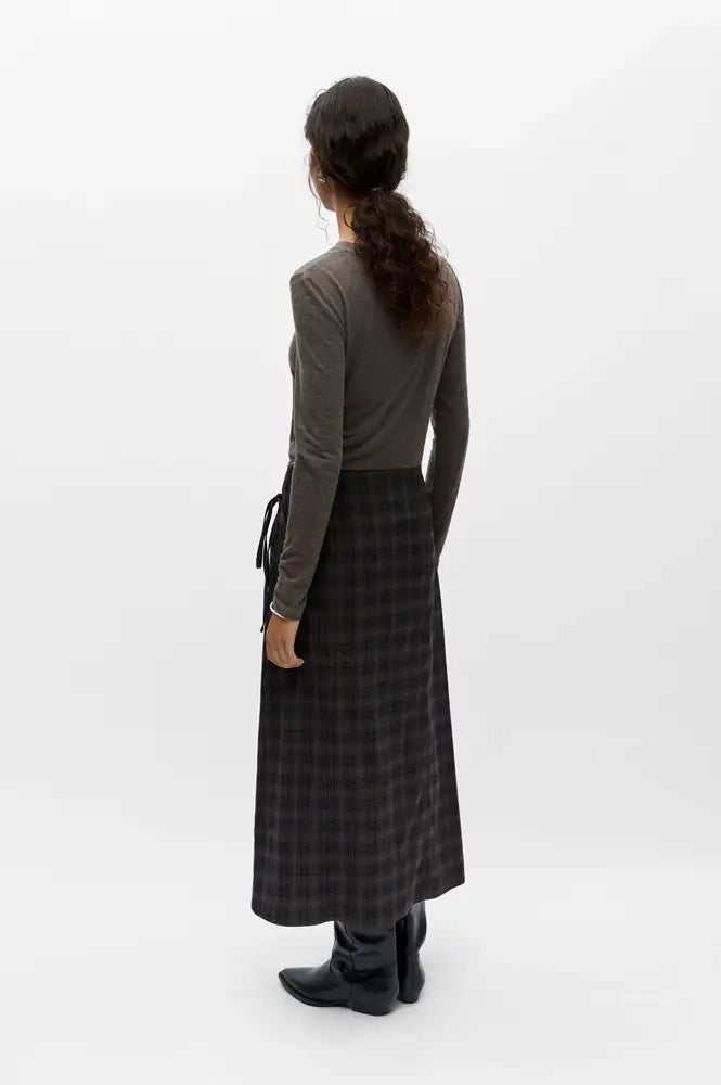 Object Soley Reese Carafe Check Midi Wrap Skirt