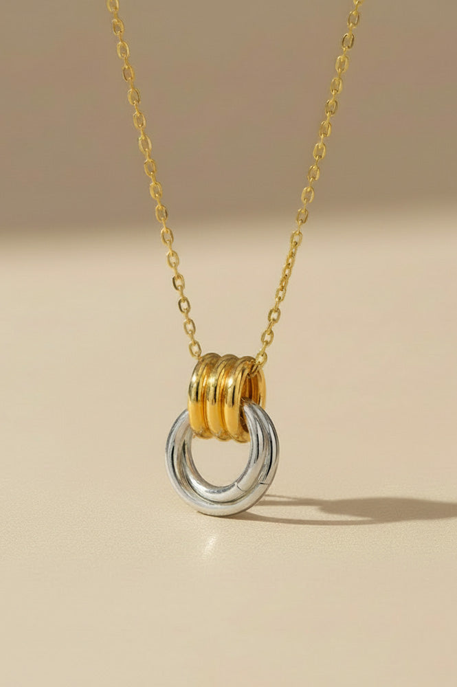 Lunar Two Tone Interlinking Ring Necklace - The Mercantile London