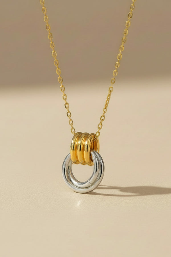 Lunar Two Tone Interlinking Ring Necklace - The Mercantile London