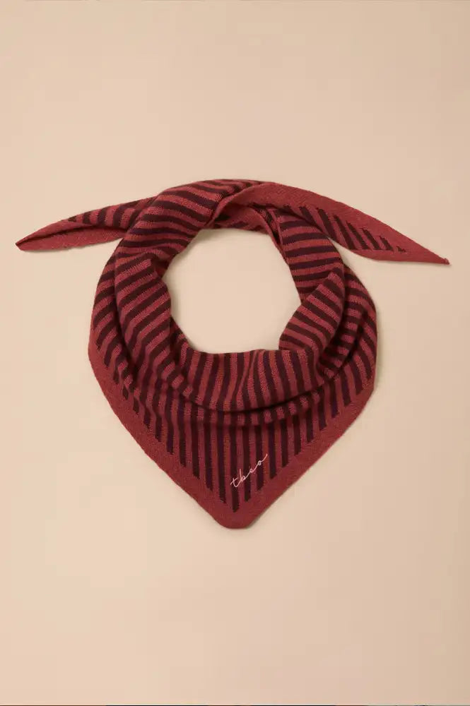 TBCo Berry Stripe Merino Triangle Scarf