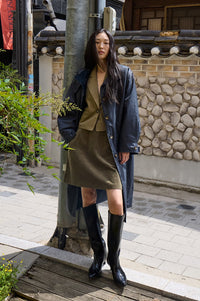 ICHI Kilavi Navy Trench Coat - The Mercantile London