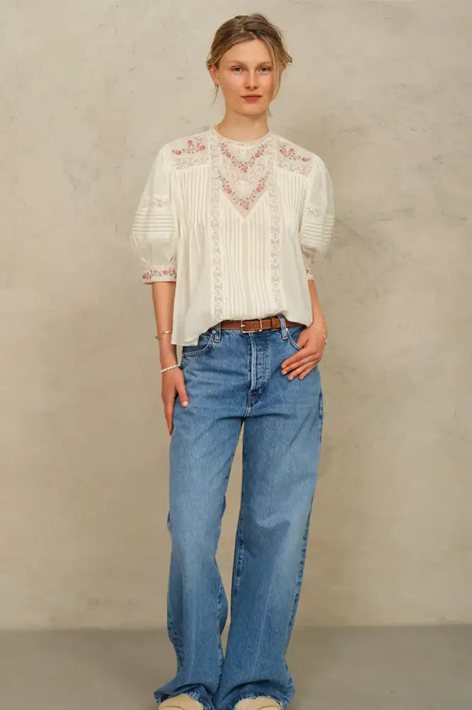 M.A.B.E Fleur Embroidered Blouse - The Mercantile London