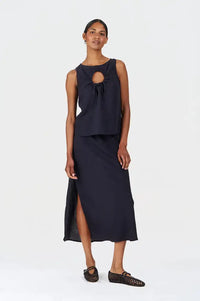 Komodo Zizi Navy Tencel Linen Top - The Mercantile London