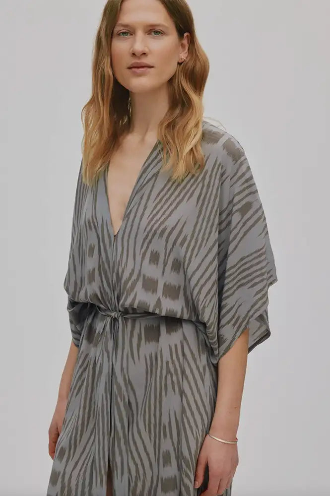 Rabens Saloner Alesandra Asphalt Ombre Ikat Kimono Dress - The Mercantile London