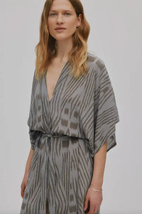 Rabens Saloner Alesandra Asphalt Ombre Ikat Kimono Dress - The Mercantile London