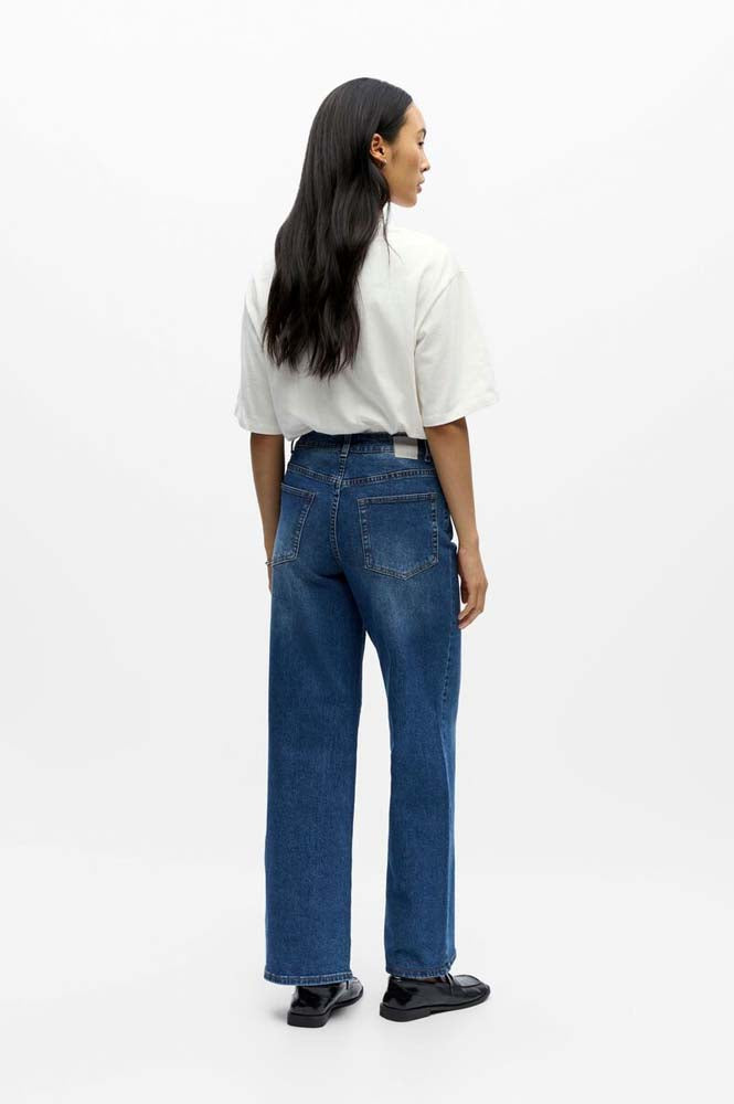 Object Rio Mae Medium Blue Wide Leg Denim Jeans - The Mercantile London