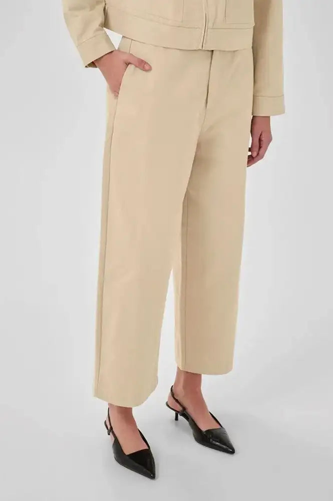 My Essential Wardrobe Cindy Feather Beige Trousers - The Mercantile London