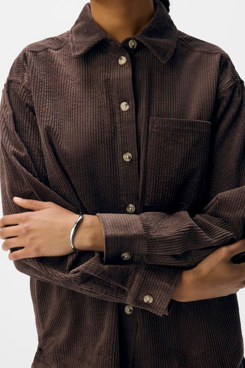 Object Gala Seal Brown Corduroy Shirt - The Mercantile London