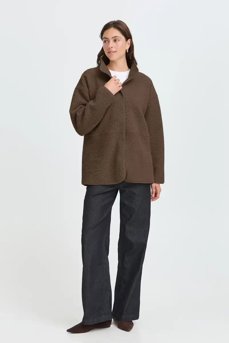 Fransa Gwynne Rain Drum Brown Sherpa Jacket