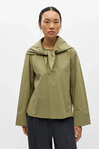 Object Vonne Bronze Green Check Scarf Blouse