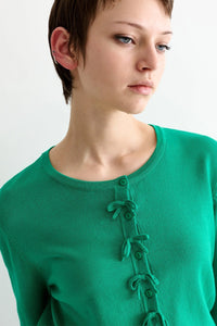 Louche Ives Bow Green Trimmed Cardigan - The Mercantile London
