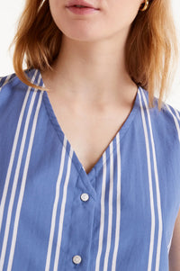 Compania Fantastica Blue Stripe Button Up Top - The Mercantile London