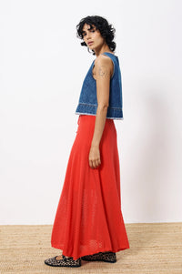 FRNCH Affoue Red Knit Skirt - The Mercantile London