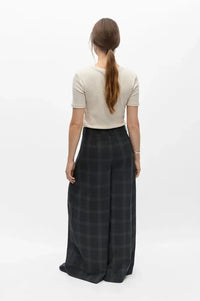 Object Diena Gunmetal Check Wide Leg Trousers